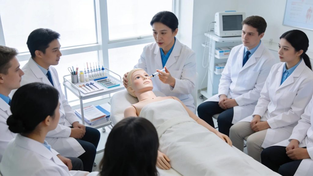 Medical professionals participating in aesthetic training session
